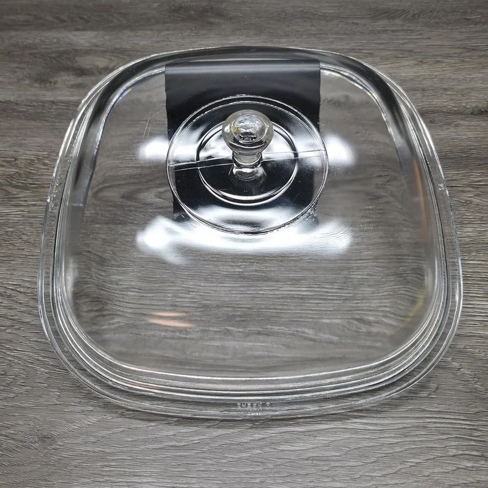 Pyrex Square Casserole Lid - Part# P-12-C - High Top Clear Lid - Small Handle